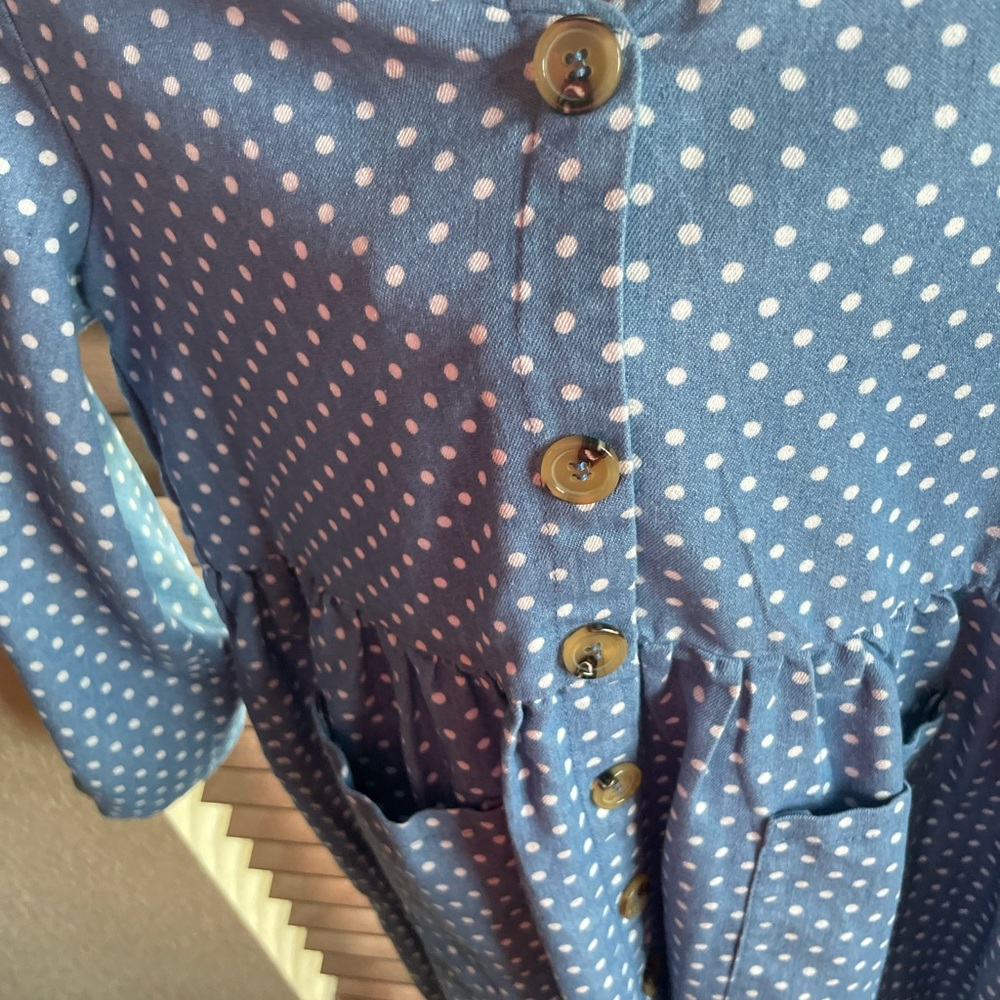 Kids large dress werstern jean polkadot, print
